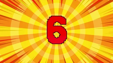 Retro Pixel Countdown from 10 to 0 Animation with Comic Explosion Background Stock Footage 319059418