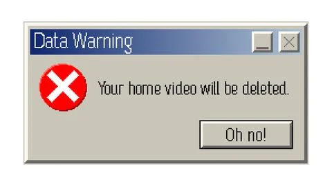 Retro pixel data warning error window with funny message Stock Illustration