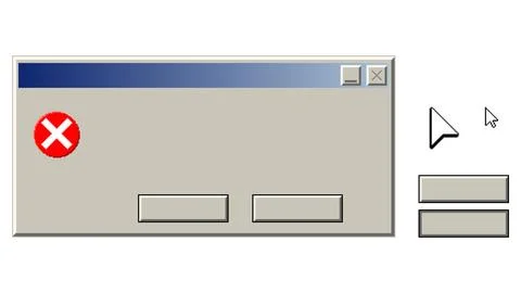 Retro pixel error dialog window with red cross icon Stock Illustration