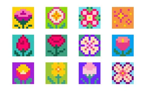 Retro pixel flower y2k designs Stockillustratie