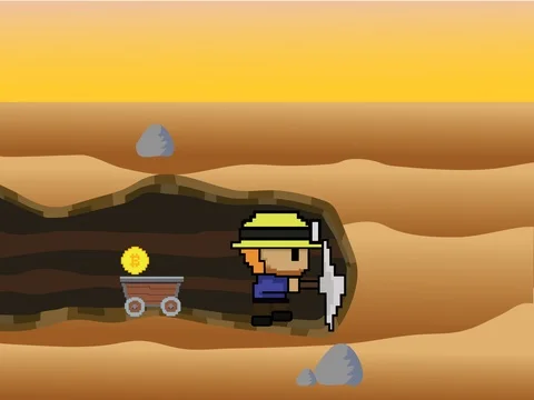 Retro Pixel Game Bitcoin Mining. blockchain Cryptocurrency. crypto currency d 스톡 동영상 97391443