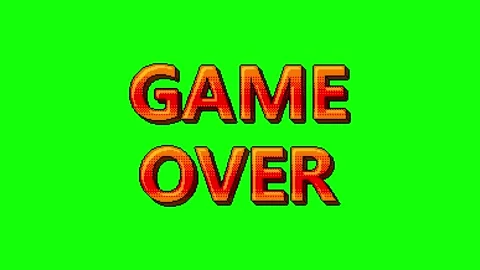 Retro pixel game over text green screen Stock Footage 330474783