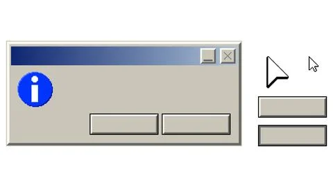 Retro pixel information dialog window interface elements Stock Illustration