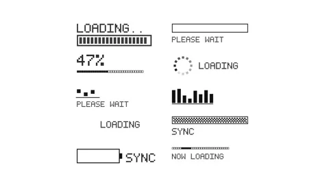Retro Pixel Loading Bars and Progress Indicators Animation Stock Footage 347673107