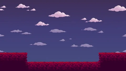 Retro pixel platform game sky scrolling background Stock Footage 330885530