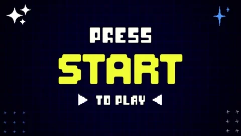 Retro Pixel Press Start to Play Game Screen Animation Vídeos de archivo 343694602