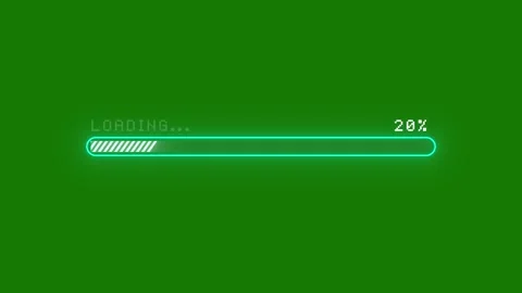 Retro Pixel Processing Loading Bar Glitch Effect 0 To 100 Green Screen 4K Stockbeeldmateriaal 340920167