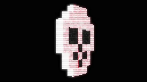 Retro Pixel Skull Terminator VJ Loop Stock Footage 163230174