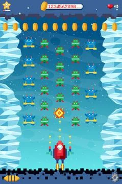 Retro pixel space game interface Illustration
