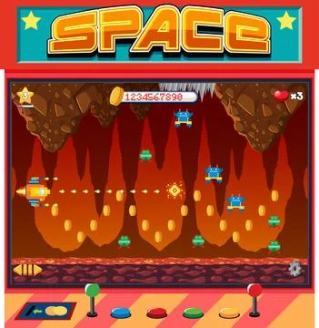 Retro pixel space game interface 库存插图