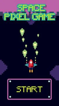 Retro pixel space game interface Stock Illustration