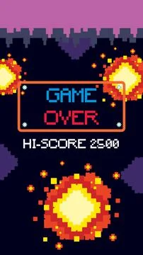Retro pixel space game interface Illustrazione stock