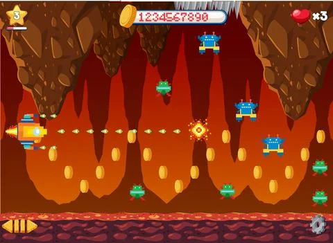 Retro pixel space game interface Stock Illustration