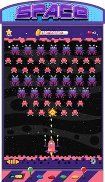 Retro pixel space game interface 库存插图