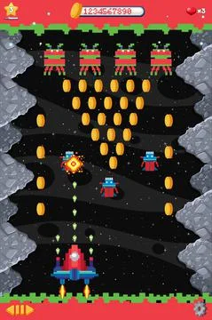 Retro pixel space game interface Stock Illustration