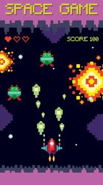Retro pixel space game interface Stock Illustration