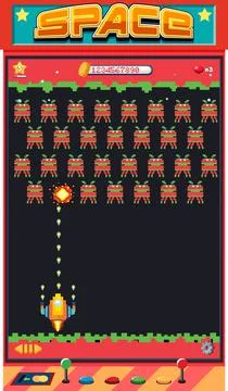 Retro pixel space game interface 库存插图