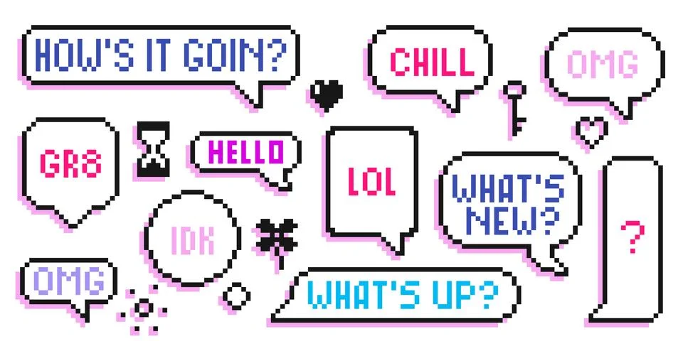Retro pixel speech bubbles set Illustration