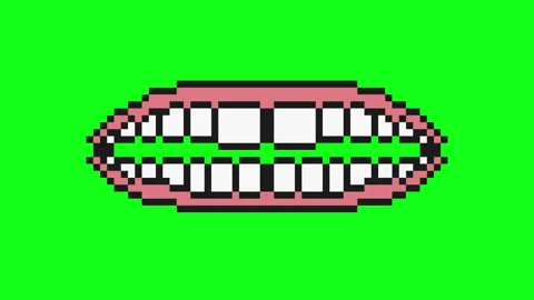 Retro Pixel Teeth Bite Loop Animation Stock Footage 333683612