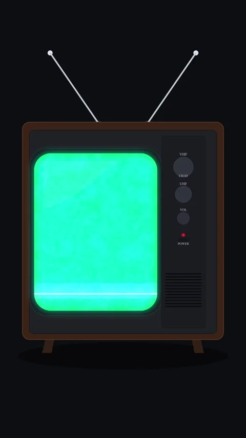 Retro pixel television loop with green static screen Stock Footage 346633448