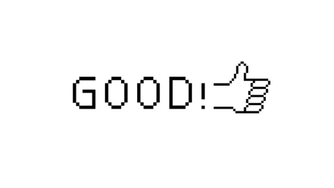Retro Pixel Thumbs Up Animation - Good Job Text, 8-Bit Video Game Style Stock Footage 342032258
