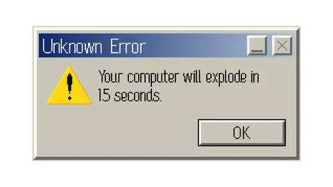 Retro pixel unknown error warning with humorous message Stock Illustration