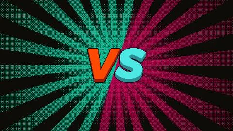 Retro pixel versus screen with radial burst イラスト素材