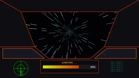 Retro Pixel Video Game Loading Screen Progress Bar with Hyperspace Jump Ani.. Stock Footage 347291485