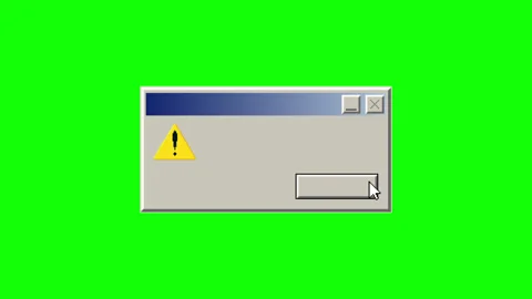 Retro pixel warning dialog window click animation Stockbeeldmateriaal 330885218
