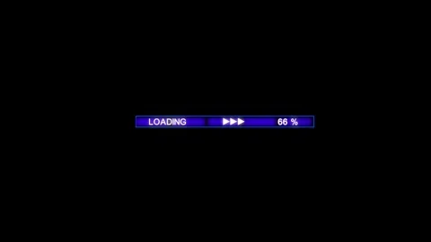Retro Pixelated Digital Loading Bar Progress on Black Screen Video stock 330887682