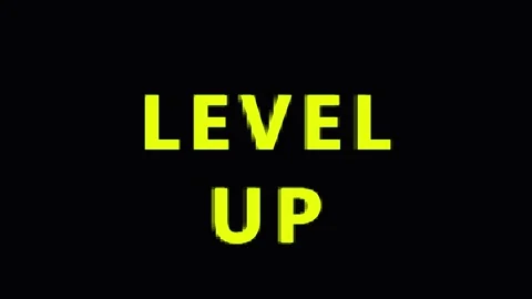 Retro pixelated text LEVEL UP appears with glitching effect during digital .. Video stock 343413499