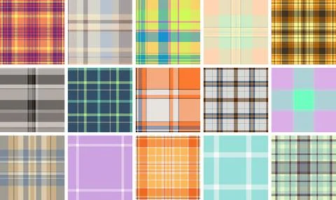 Retro plaid pattern bundle for craft cutting. Clear tartan paths support pl.. Illustrazione stock