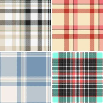 Retro plaid pattern pack featuring timeless tartan geometry. Seamless vector  Stock Illustration