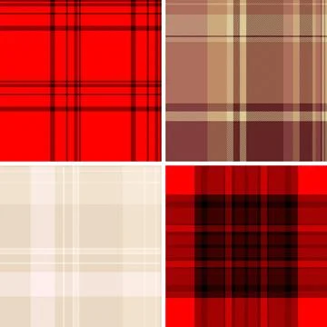 Retro plaid pattern pack featuring timeless tartan geometry. Seamless vecto.. Stock Illustration