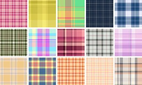 Retro plaid pattern pack featuring timeless tartan geometry. Seamless vector  Stock Illustration
