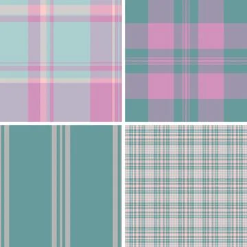 Retro plaid pattern set inspired by traditional fabric design. Seamless vecto Illustrazione stock