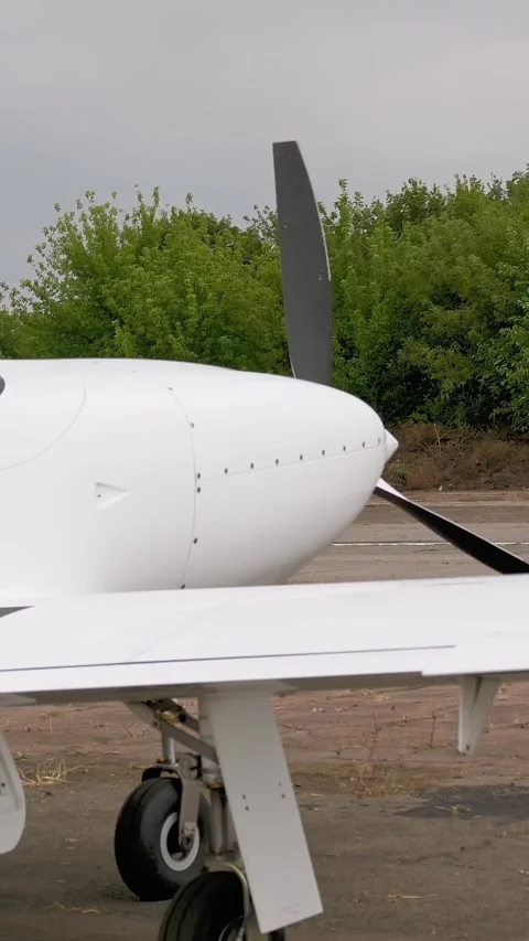 Retro plane. close-up. Retro airplane, screw Aircraft, is parked at the old Stock Footage 319939641