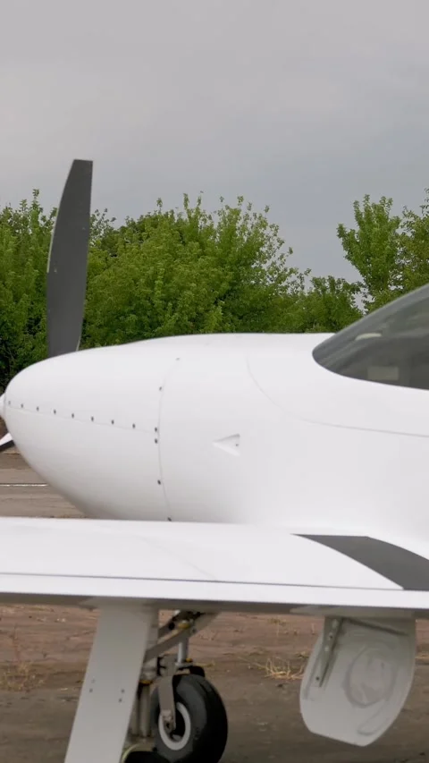 Retro plane. close-up. Retro airplane, screw Aircraft, is parked at the old Stock Footage 320301724