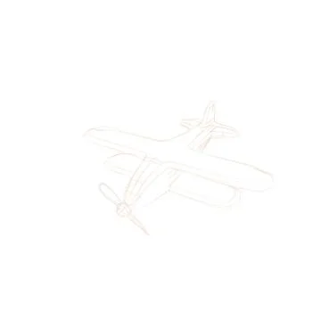 Retro plane. Isolated on white background. Sketch illustration. Иллюстрация