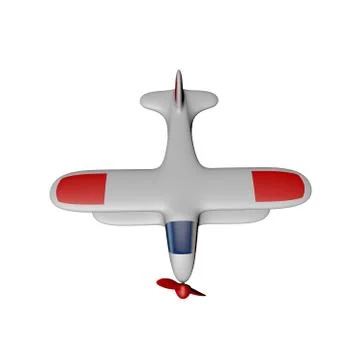 Retro plane. Isolated on white background. 3D rendering illustration. Иллюстрация