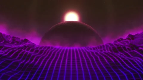 Retro Planet Synth Wave VJ Music Background Loop Stock Footage 237326903