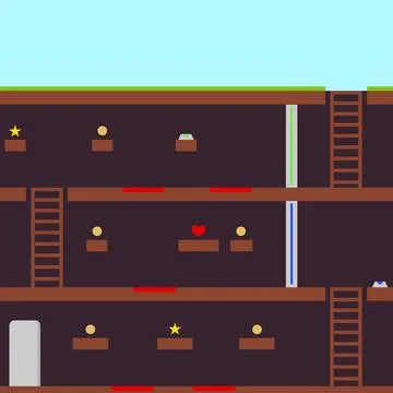 Retro platformer video games, passing game levels Stockillustratie