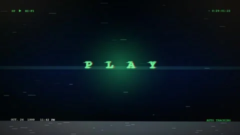 Retro Play Indicator Displaying on Glitched Vhs Tape Screen Vídeos de archivo 347518802