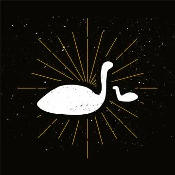 Retro plesiosaur silhouette Stock Illustration