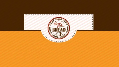 Retro with pointed dots to cut of a bakery decorated with slices of bread and Stock Footage 128847308