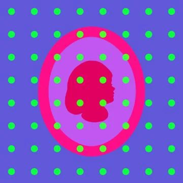 Retro polka dot pattern with stylized girl profile head Illustrazione stock