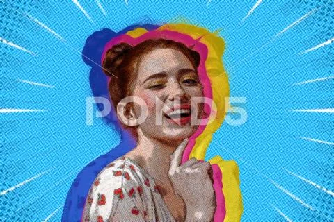 Retro Pop Art Comic Photo Effect Modello PSD