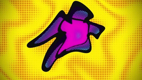 Retro Pop Art Halftone Abstract Morphing Shape Animation on Bright Yellow Stock Footage 339224078