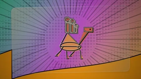 Retro Pop Art Space Lander Animation With Halftone Sunburst 스톡 동영상 341303548