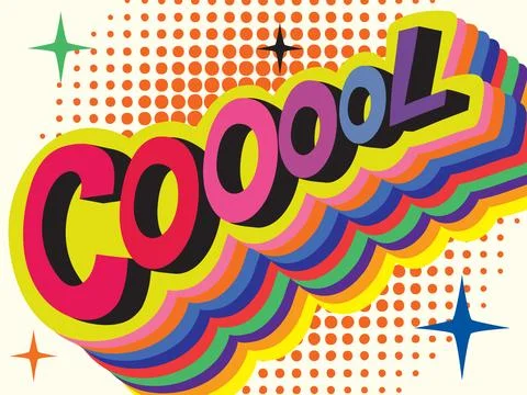 Retro Pop Art Style Cool Typography with Colorful Layered Shadow Effect Stock Illustration